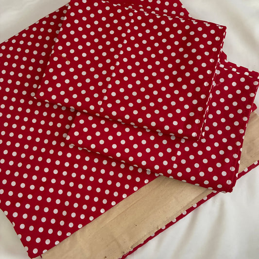 Cherry Dots King Size Cotton Bedspread 100x110 inches (2 pillow covers)