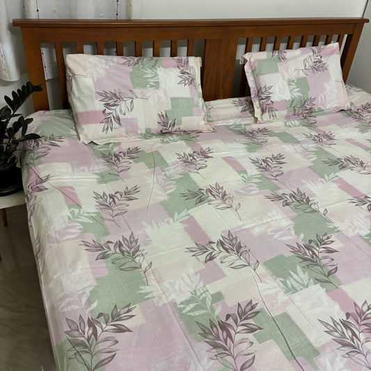 300 TC Pink Leaf King Size Cotton Bedspread 108x108 inches
