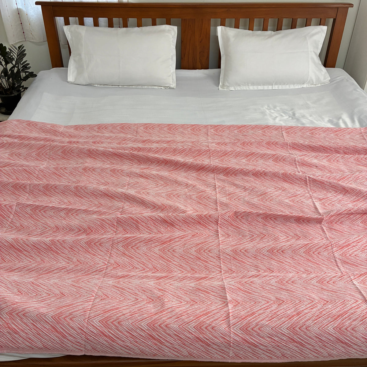 Orange Dual Tone zigzag Single Size Blanket / Throw