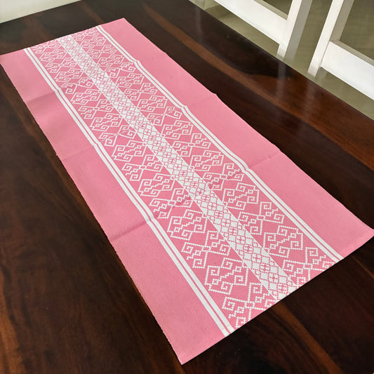 Pink Kolam Table Runner 3 ft long