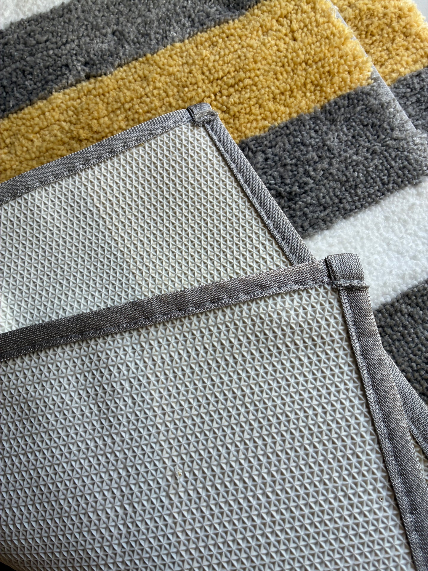 Anti Slip Yellow Stripes Floor mats (set of 2) (40x60cm) (50x82cm)