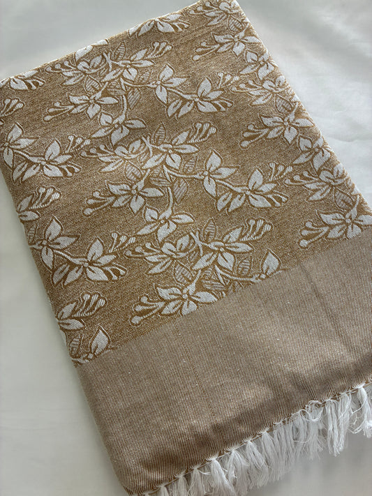Brown Floral Single Size Blanket / Throw