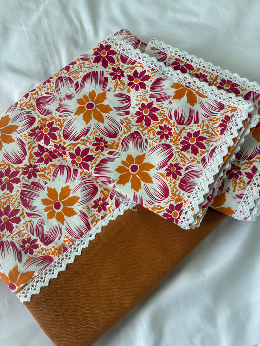 Floral Lace King Size Cotton Bedspread 100x110 in