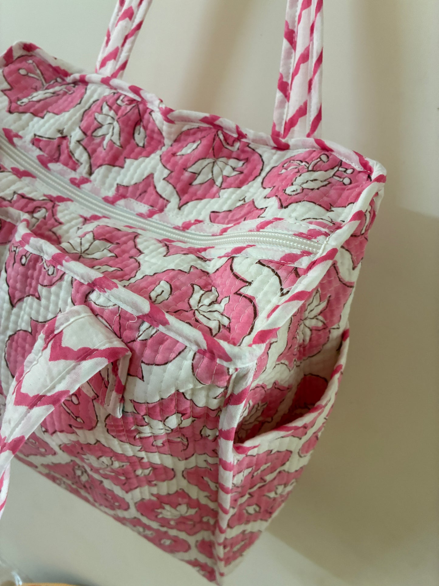 Quilted Waterproof Mini Tote / Lunch Bag with Zip Closure