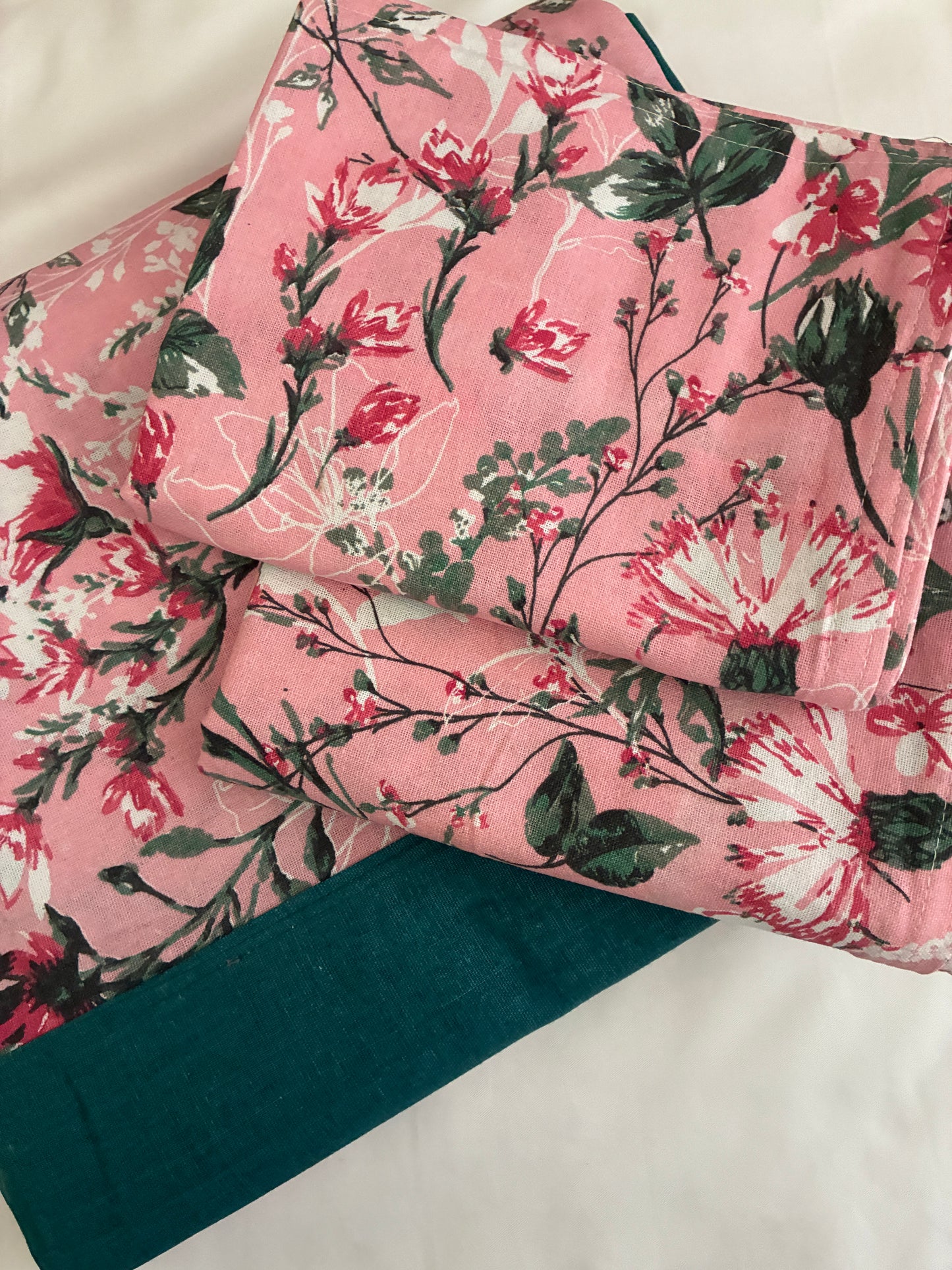 Pink Wildflower King Size Cotton Bedspread 100x110 inches