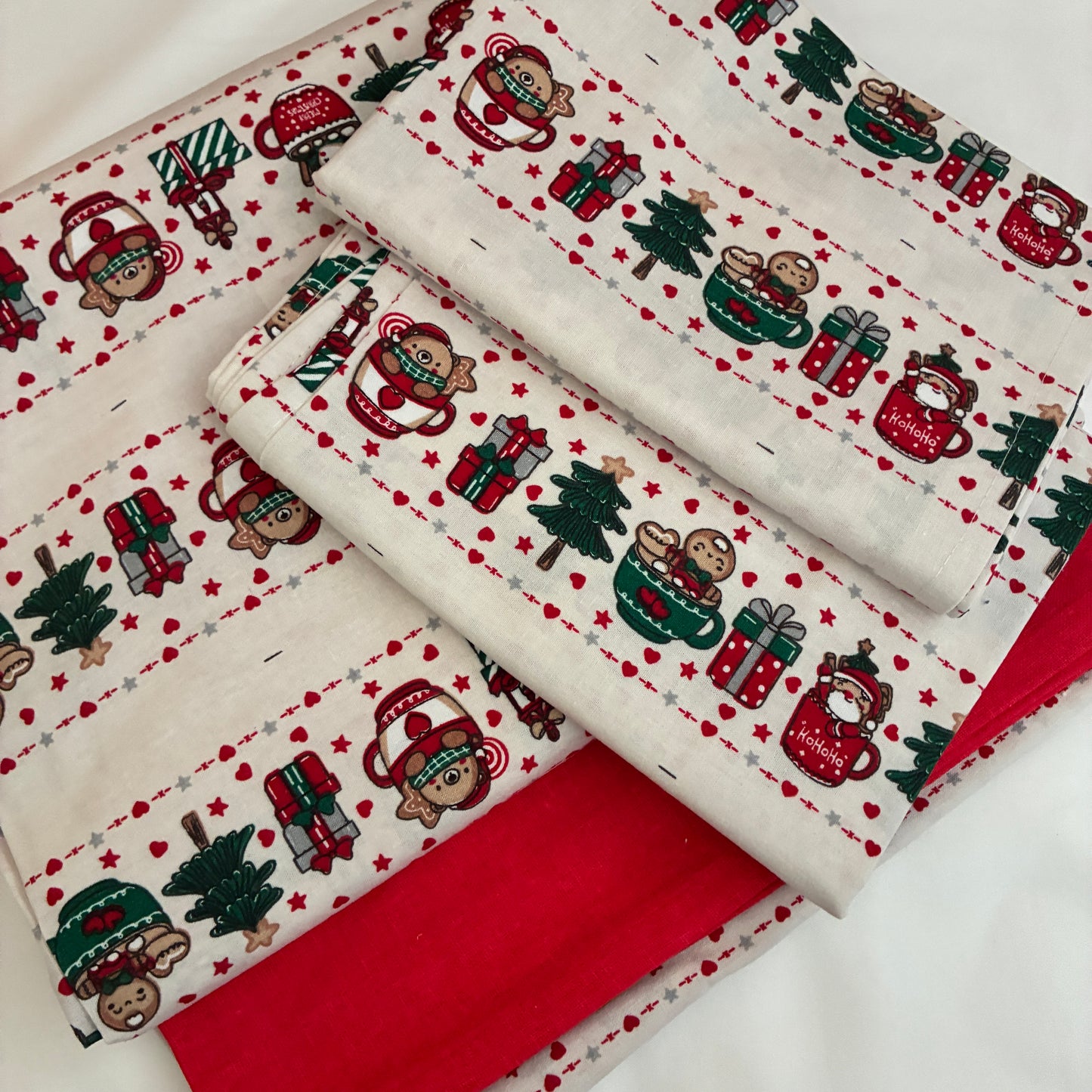 Christmas King Size Cotton Bedspread 100x110 in (2 pillow covers)