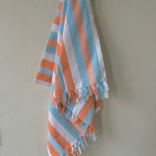 Blue & Orange Stripes Cotton Bath Towels
