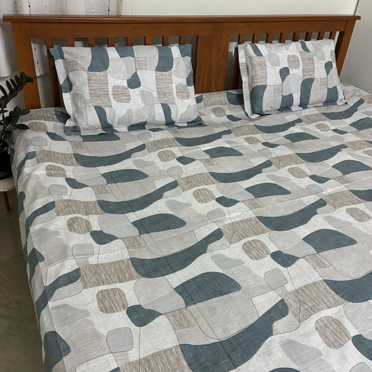 300 TC Brown Abstract King Size Cotton Bedspread 108x108 inches
