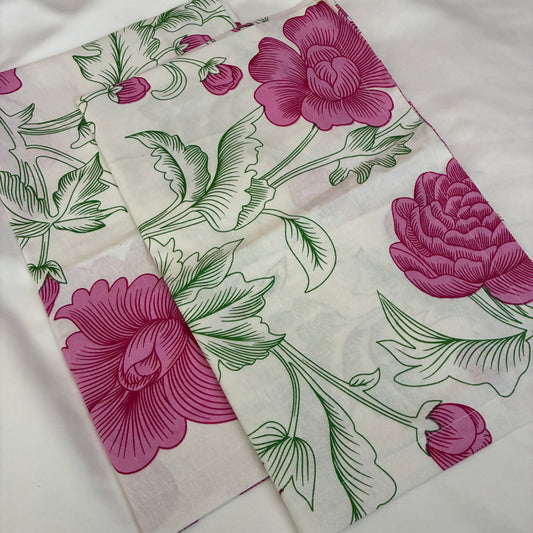 Pink Floral Cotton Pillow Covers