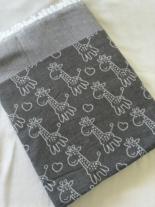 Grey Giraffe Blanket/ Throw