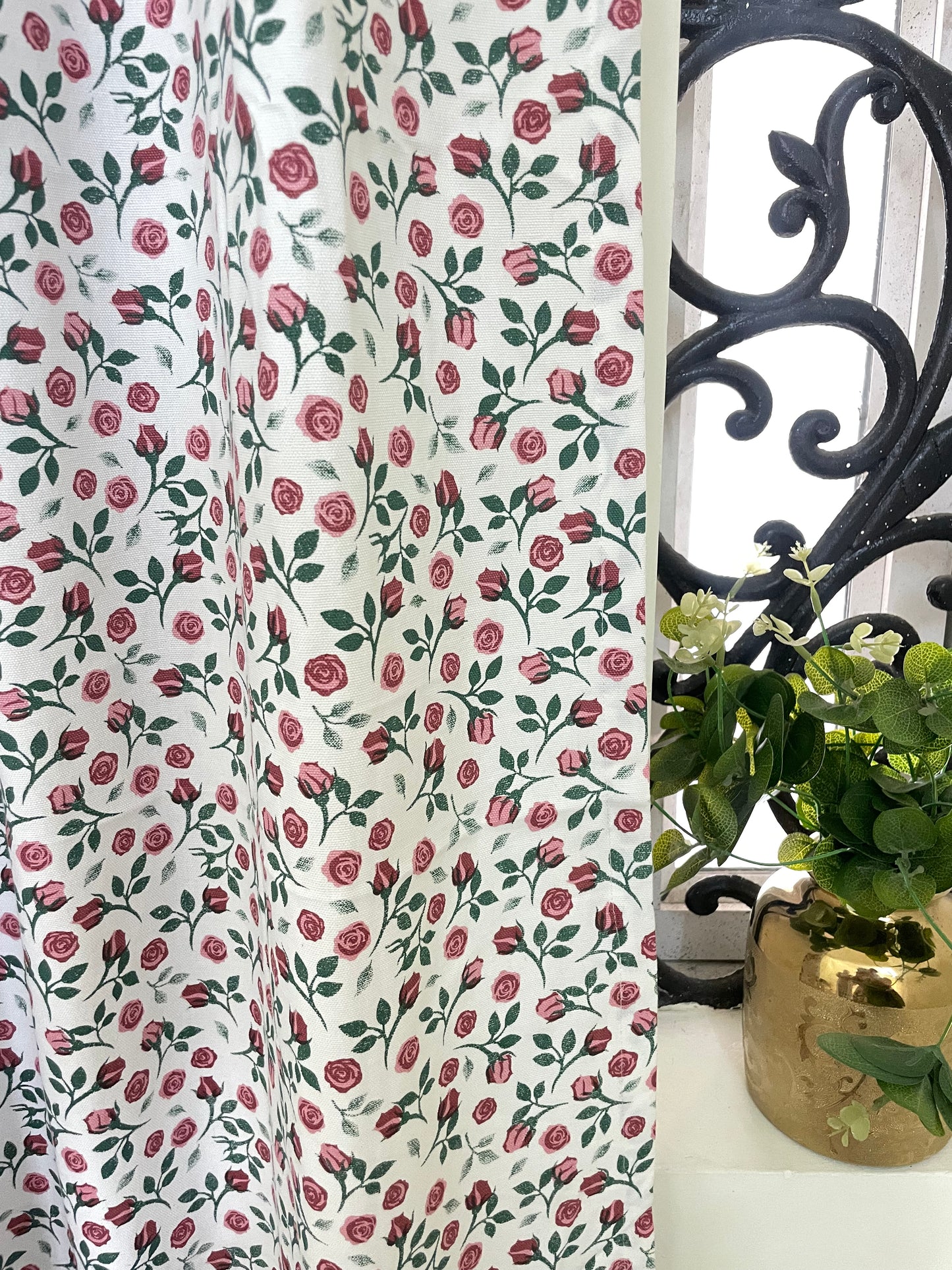 Rose Print Cotton Curtains