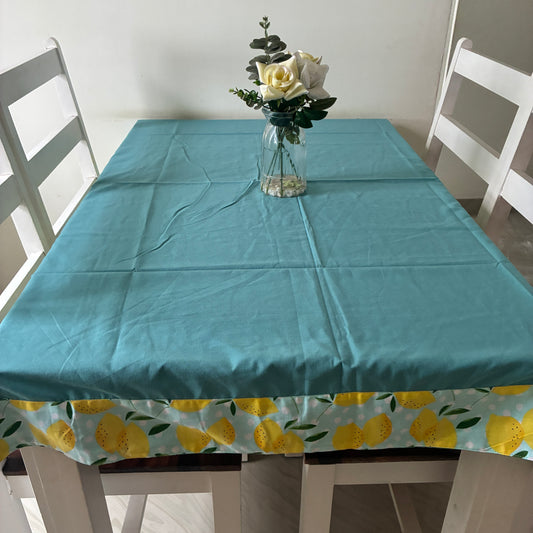 Blue Plain with lime Border 4 Seater Table Covers
