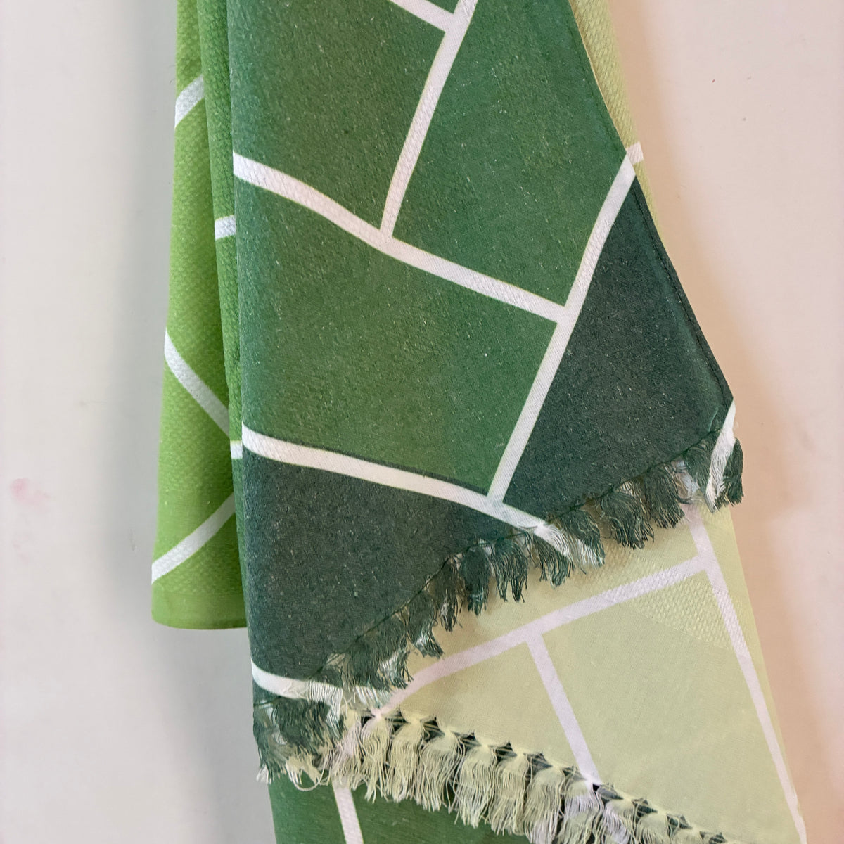 Green Abstract printed Cotton Bath Towels