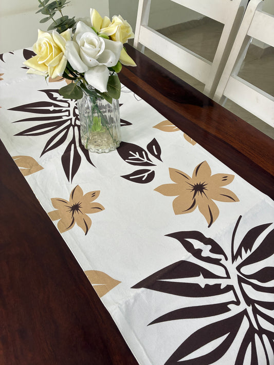 Brown Floral Table Runner 5.5 ft  long