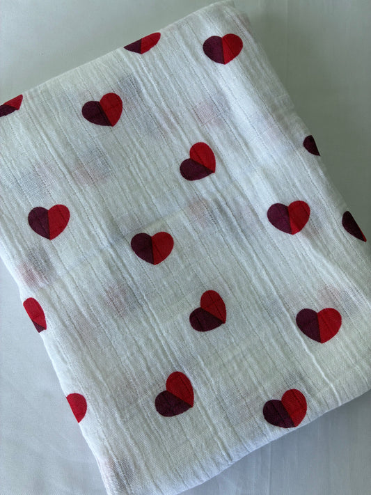 Heart Muslin Bath Towel