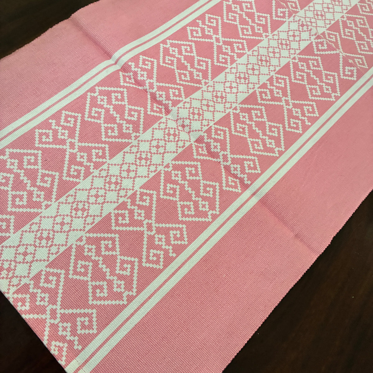 Pink Kolam Table Runner 3 ft long