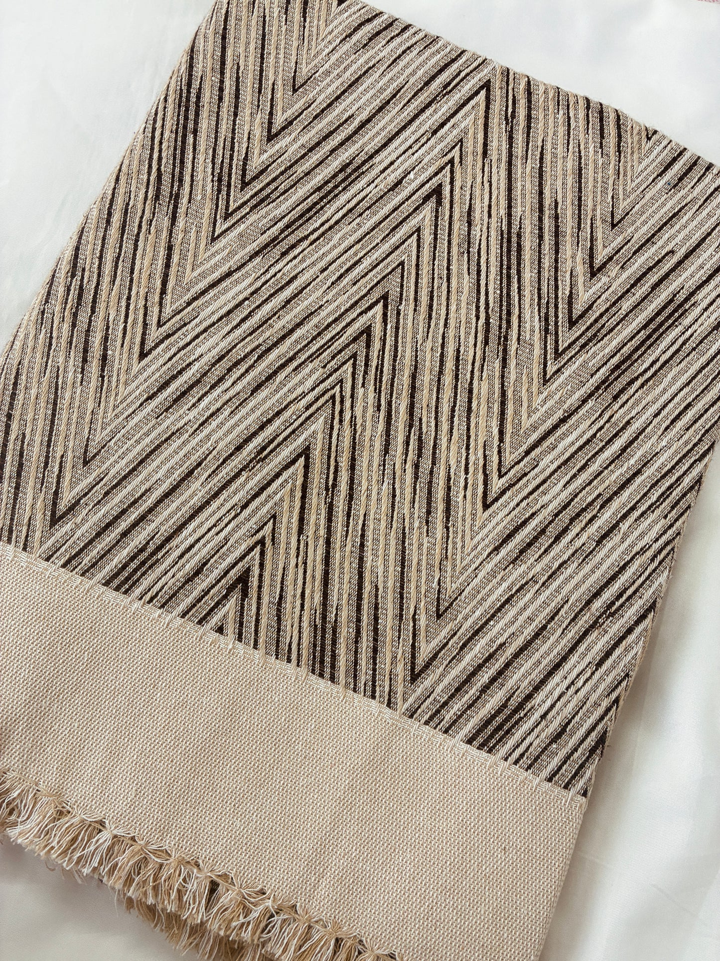 Thick Brown Zig Zag Blanket / Throw