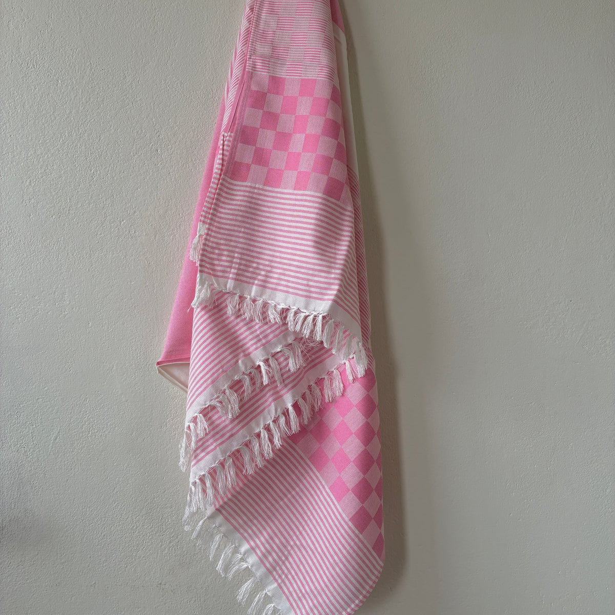 Pink Checks Bamboo Bath Towels