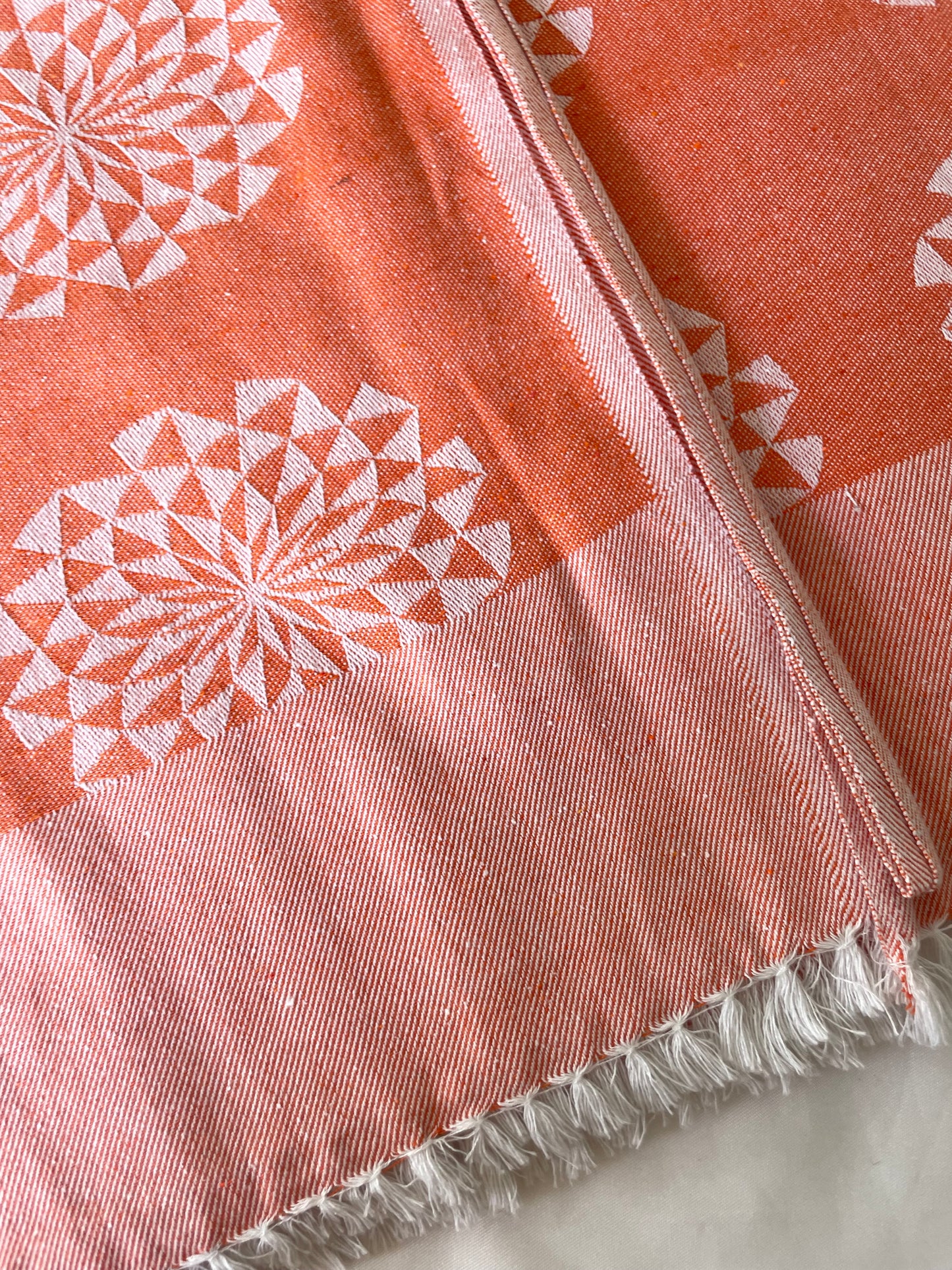 Orange Floral Blanket / Throw
