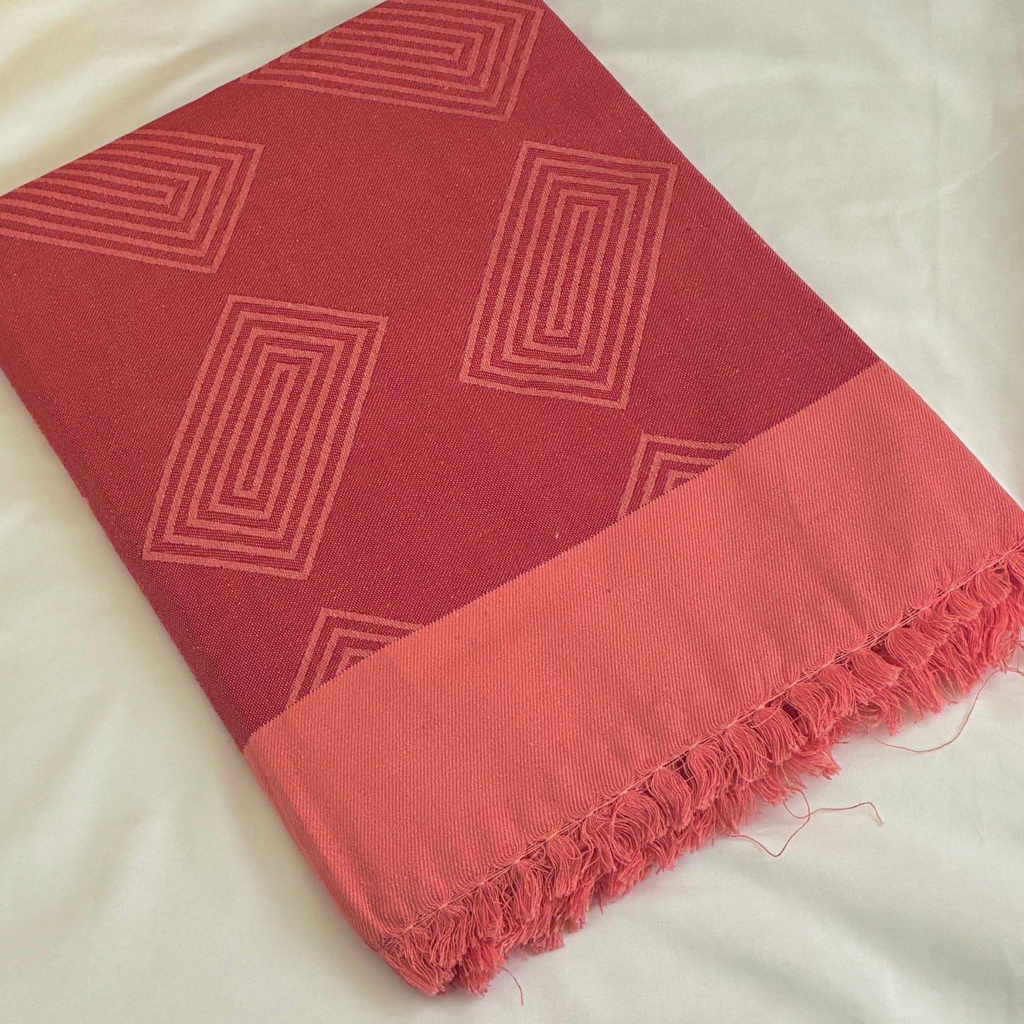 Red Rectangle Single Size Blanket / Throw