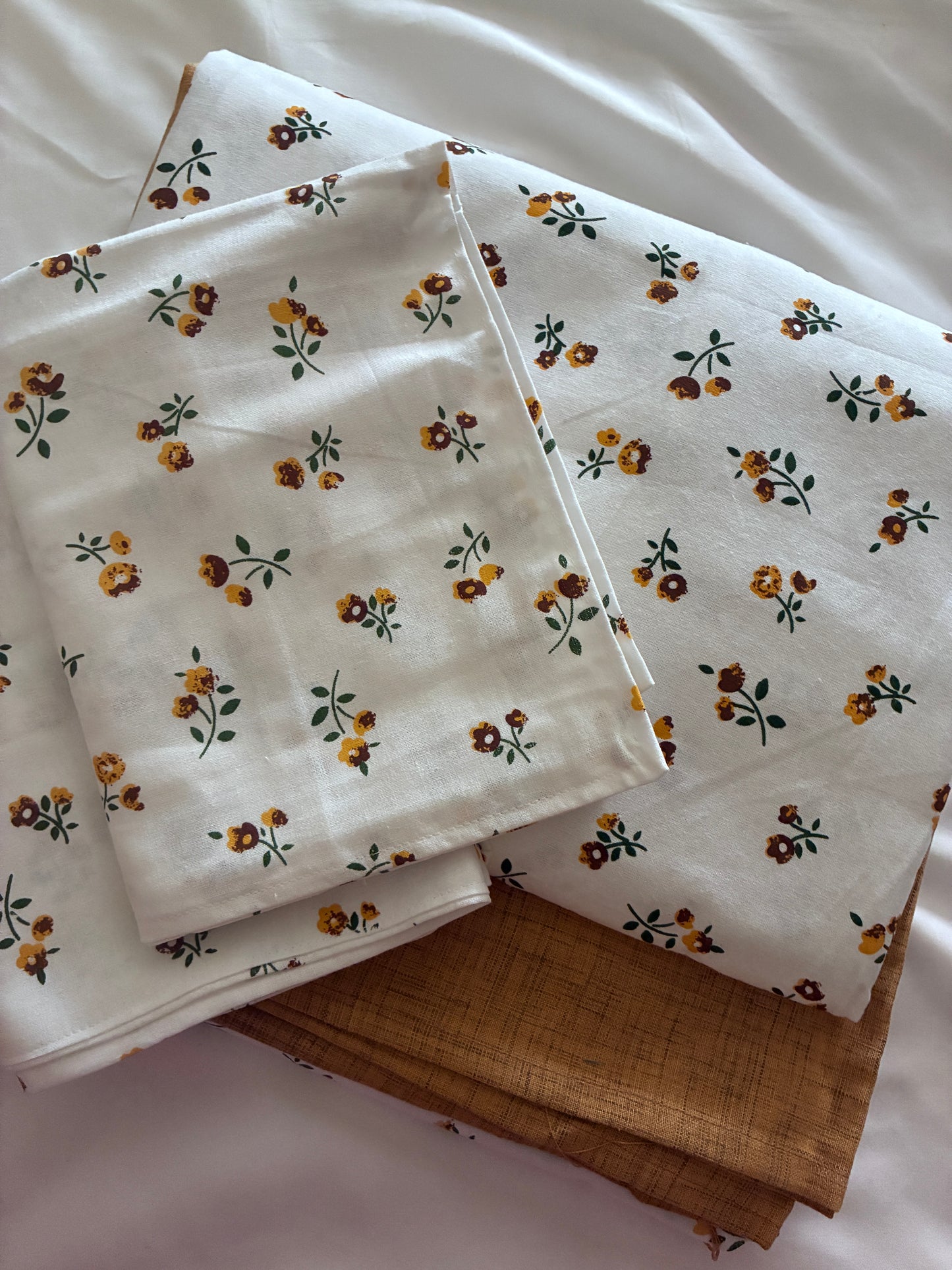 Yellow Floral King Size Cotton Bedspread 100x110 in
