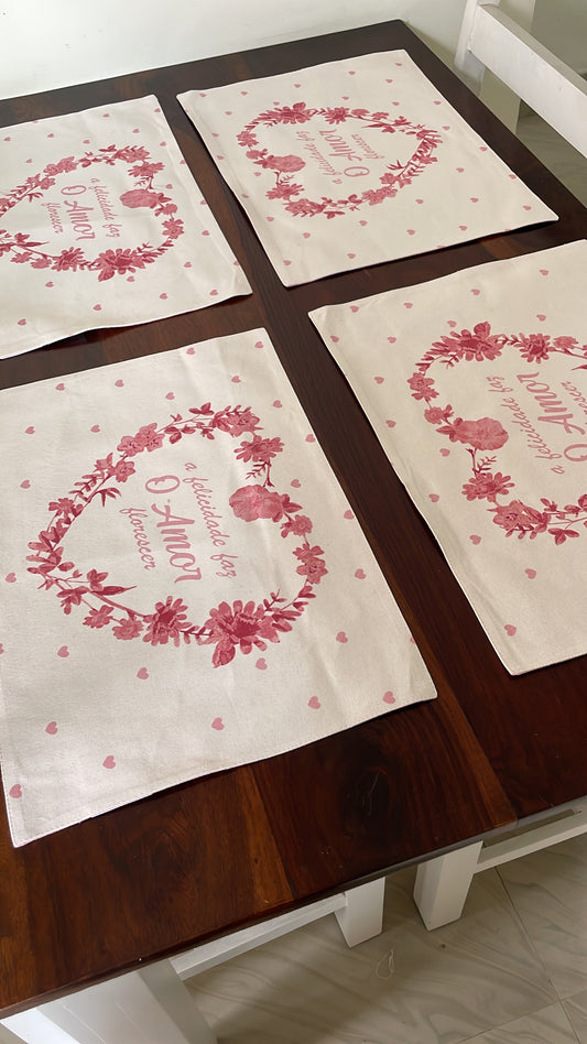 Floral Dining Table Mats - Reversible ( Set Of 6 )