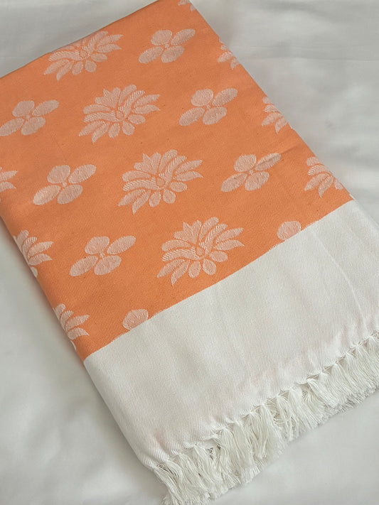 Orange Bloom Double Size Cotton Blanket