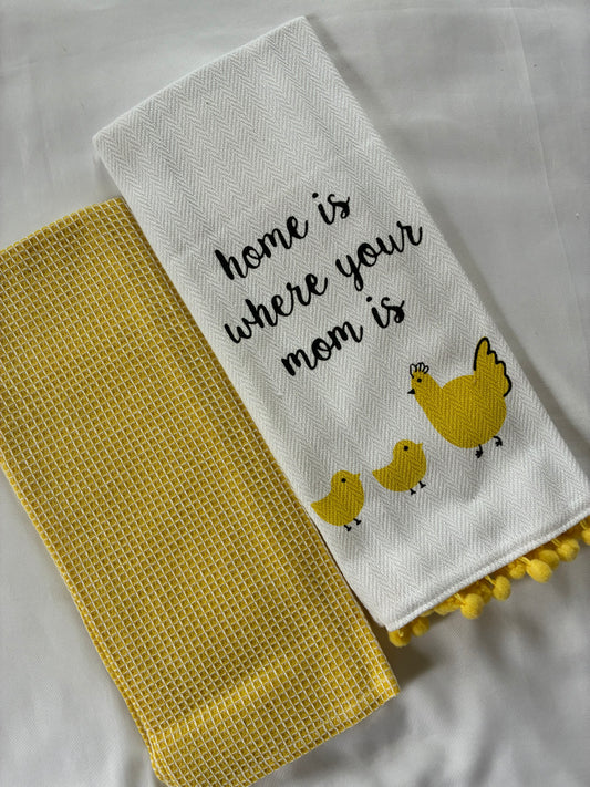 Yellow Printed Hand/Lunch Towels (Set of 2)