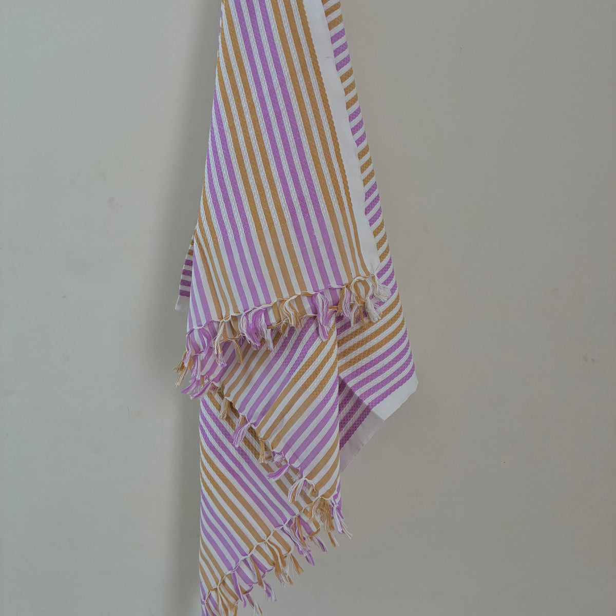 Purple with Brown Cotton Bath Towels