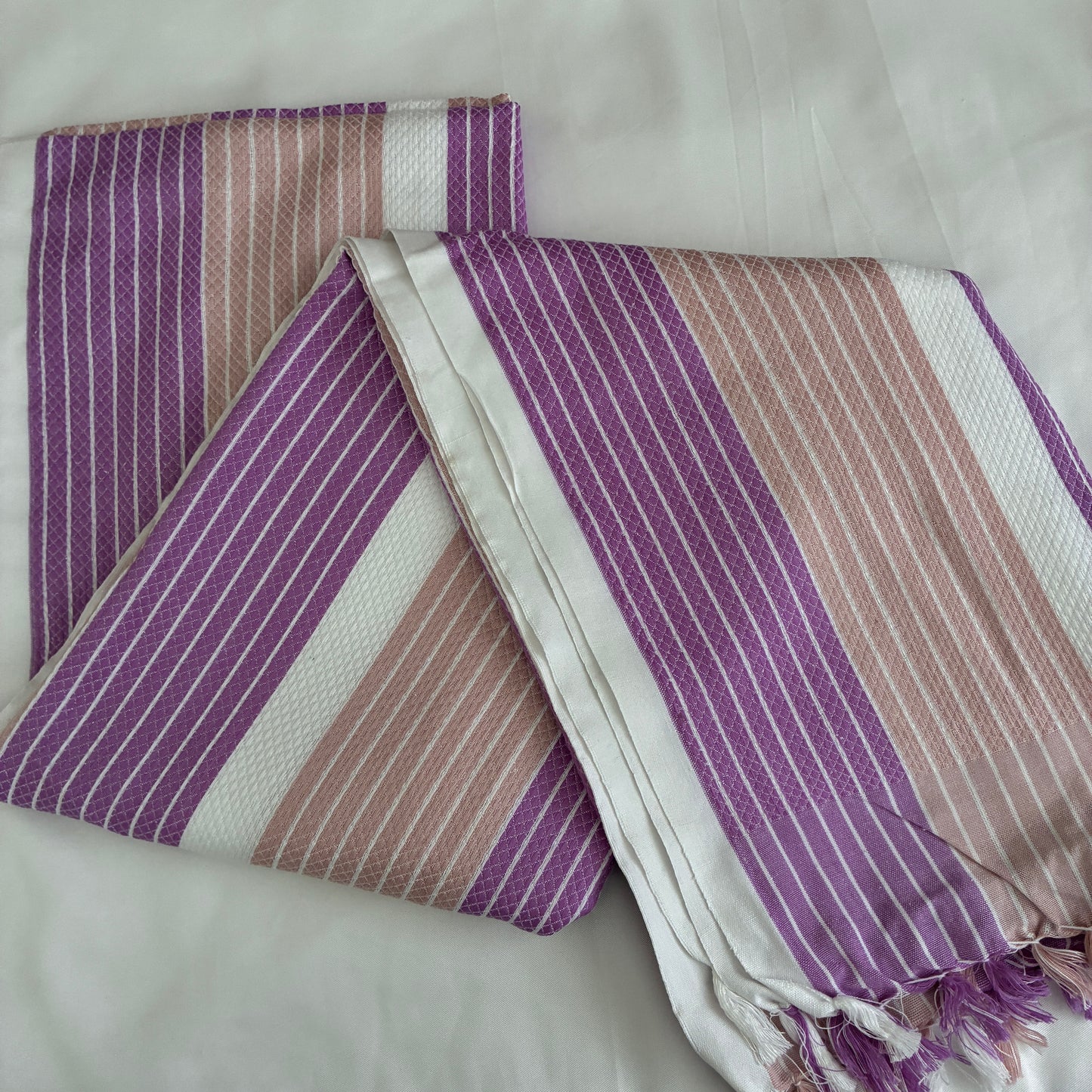 Purple Stripes Extra Long Cotton Bath Towel