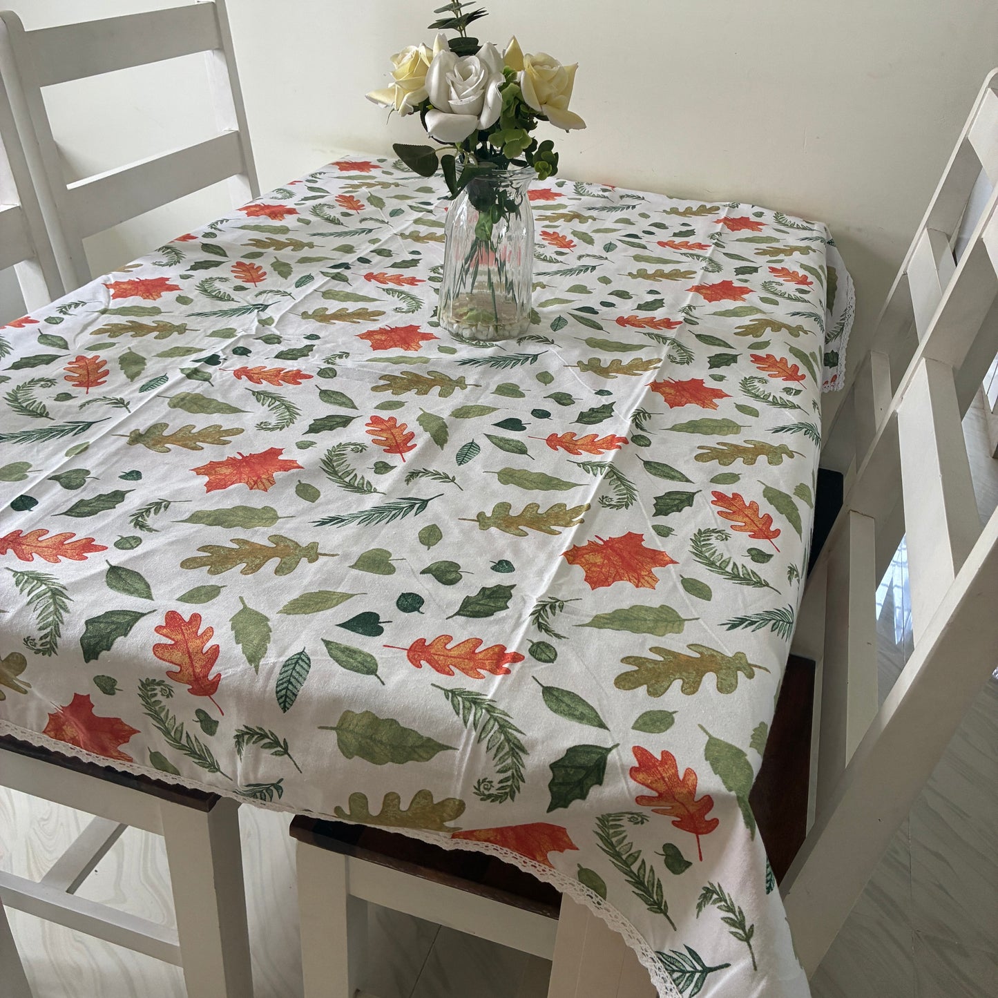 Leaves 6 Seater Table covers with Lace attached