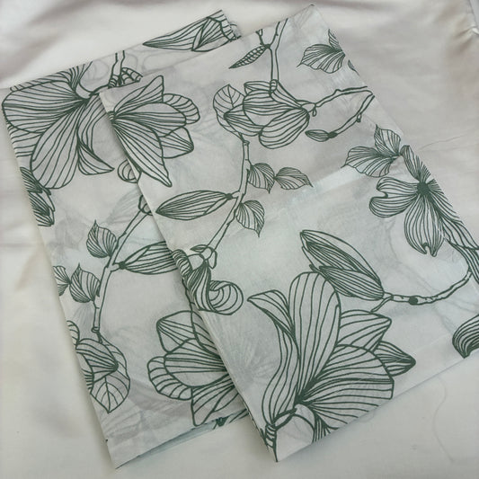 Green Floral Cotton Pillow Covers