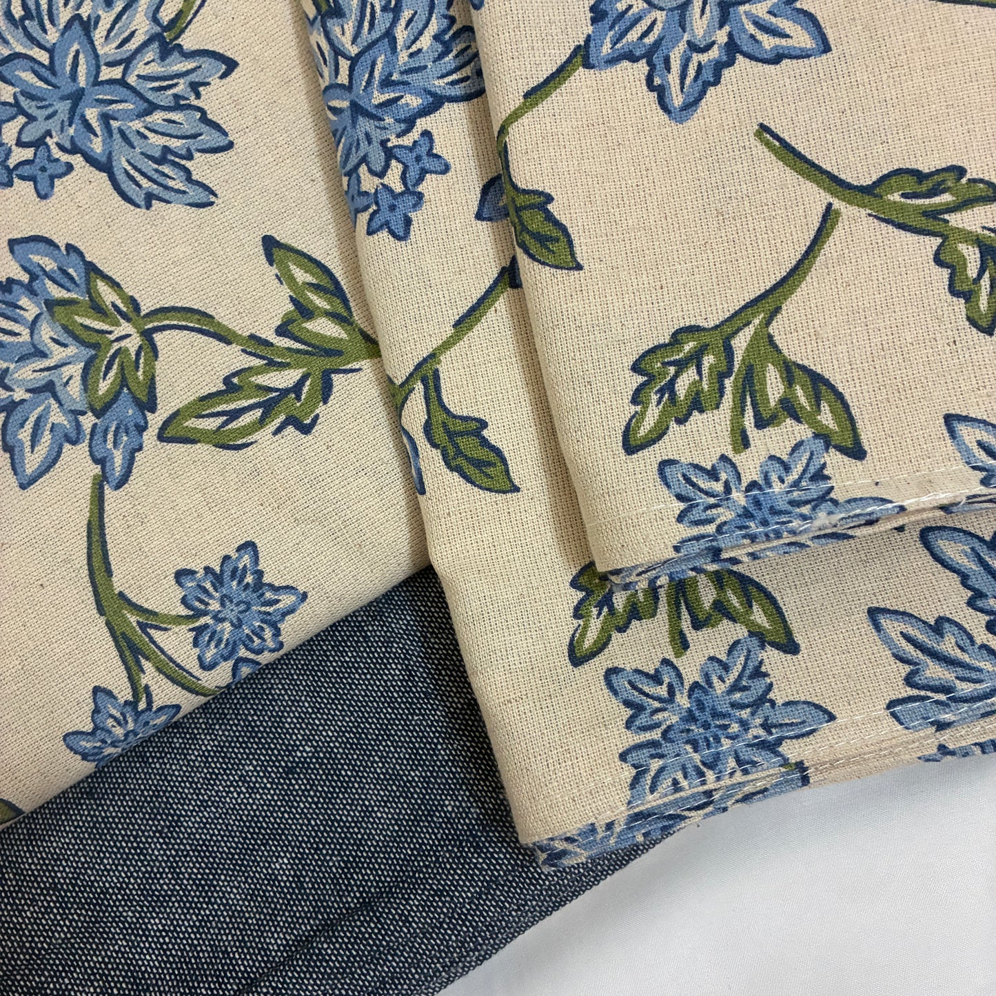 Blue Floral King Size Cotton Bedspread 100x110 in