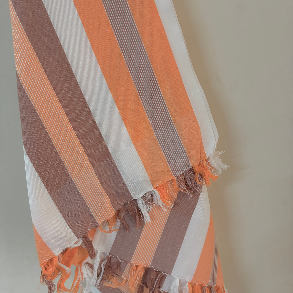 Orange with Brown Cotton Bath Towels