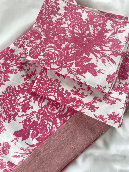 Pink Floral Queen Size bedspread 90x100 inches