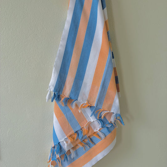 Blue & Orange Stripes Cotton Bath Towels