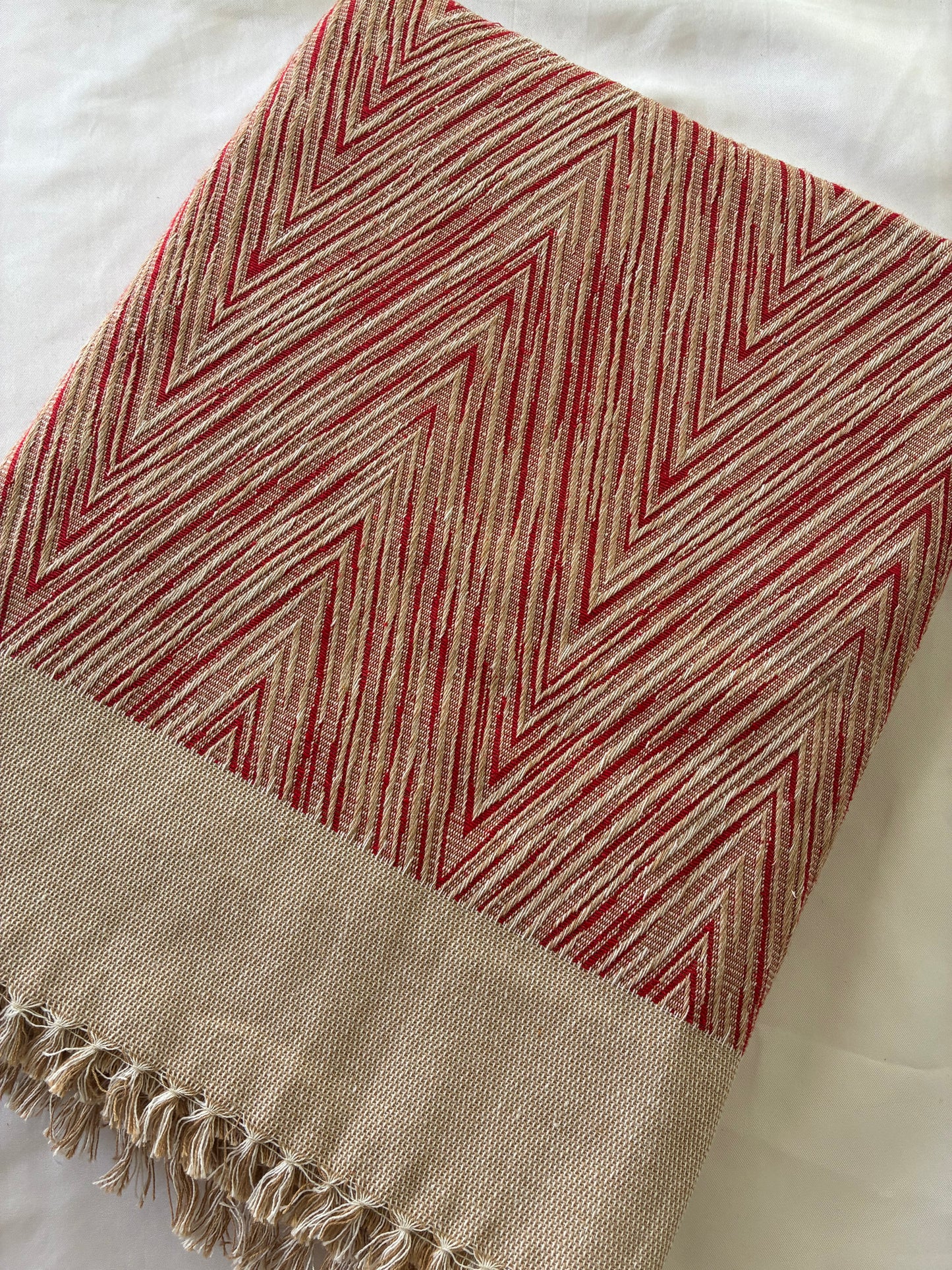 Thick Red Zig Zag Blanket / Throw