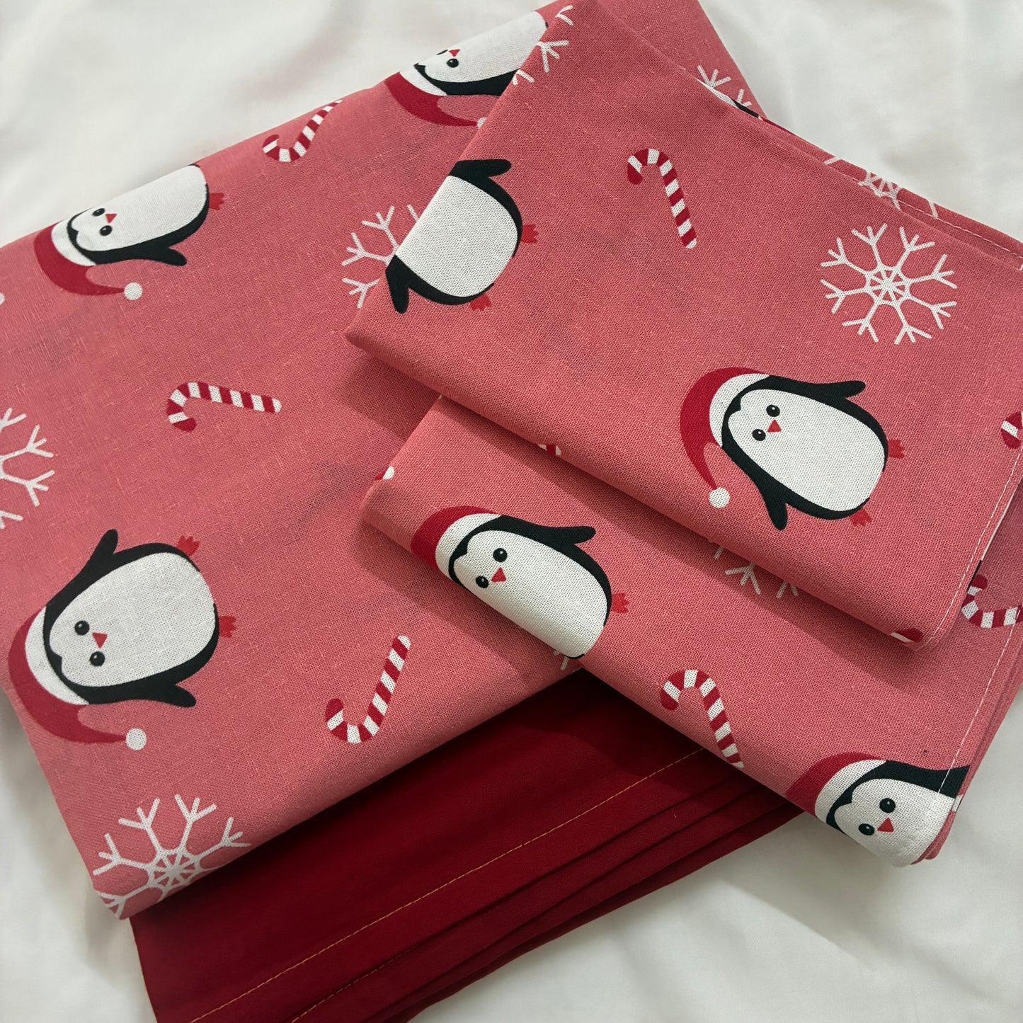 Christmas Print King Size Cotton Bedspread 100x110 in