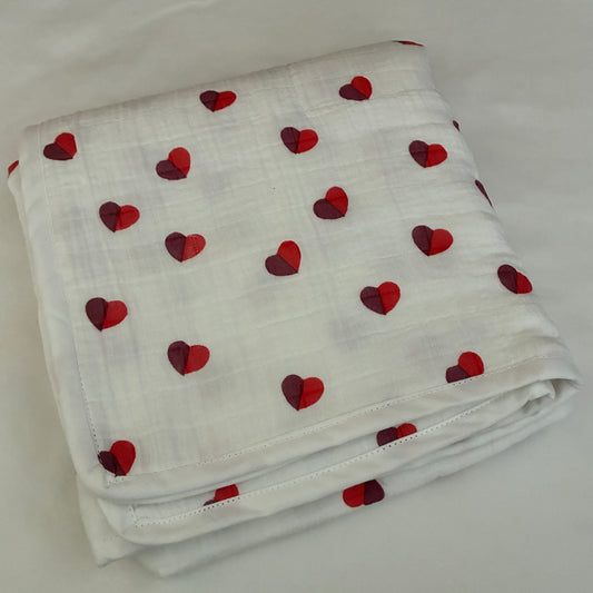 Hearts Muslin Blanket/ Dohar