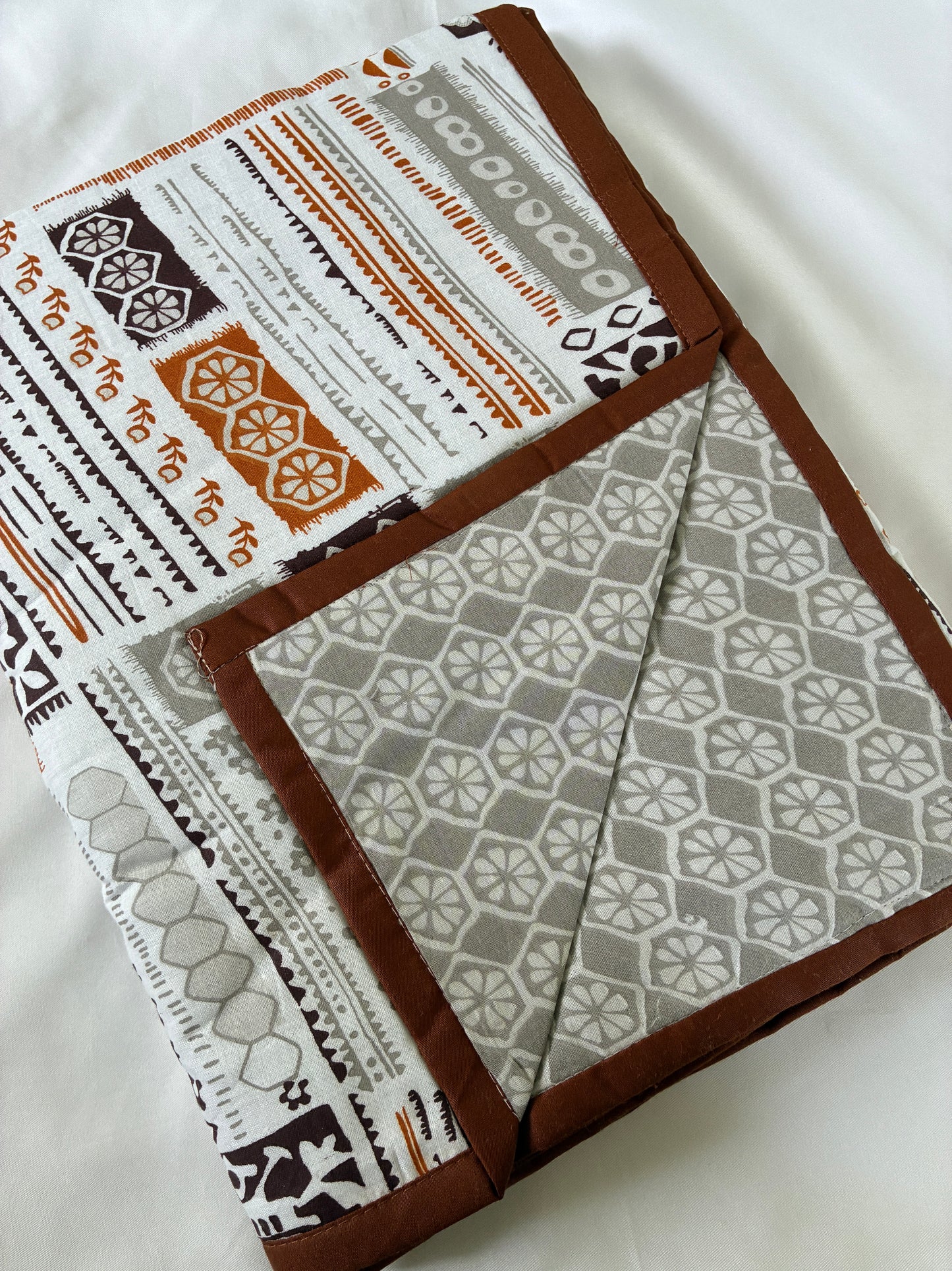 Brown Abstract Single Size Cotton Dohar