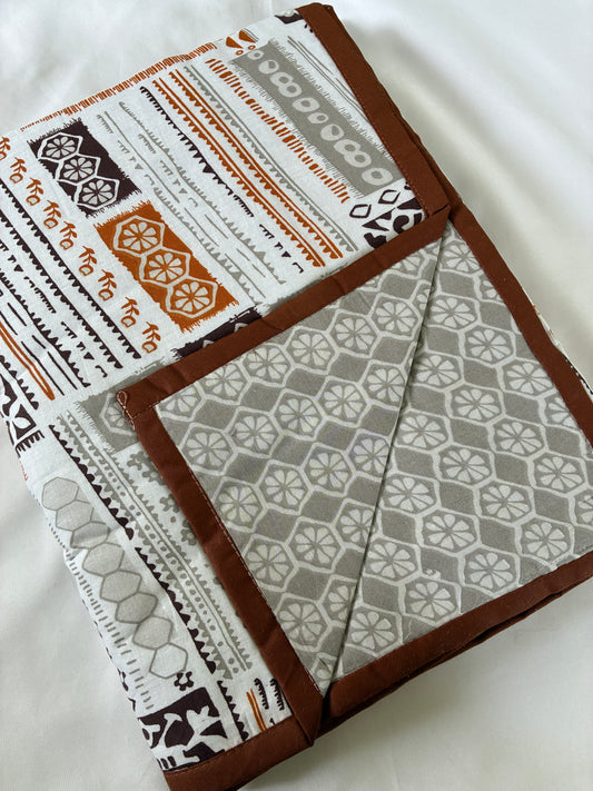 Brown Abstract Single Size Cotton Dohar