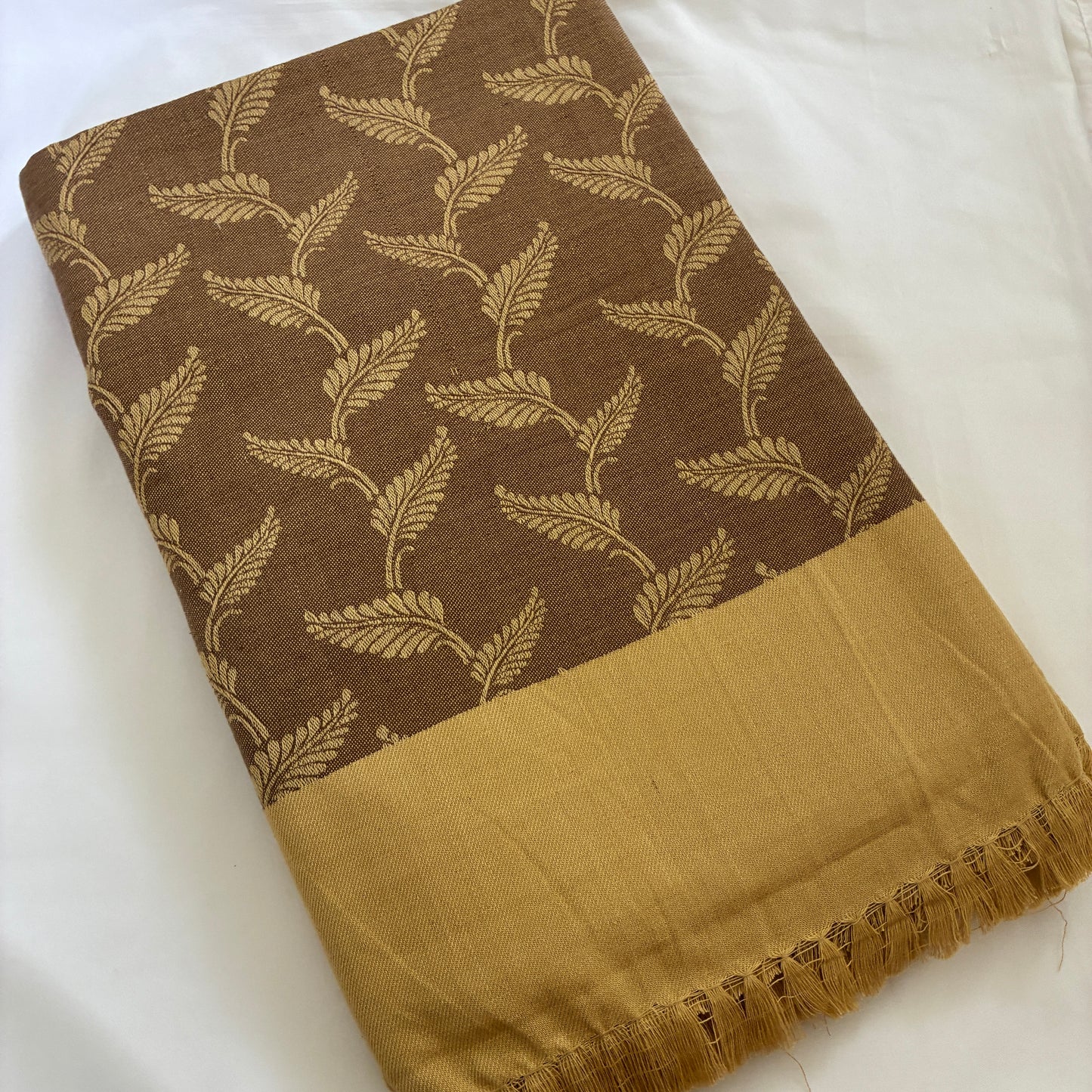 Brown Leaf Double Size Cotton Blanket