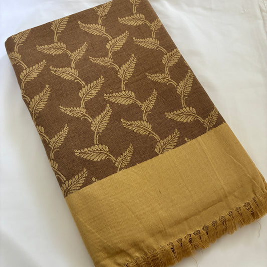 Brown Leaf Double Size Cotton Blanket