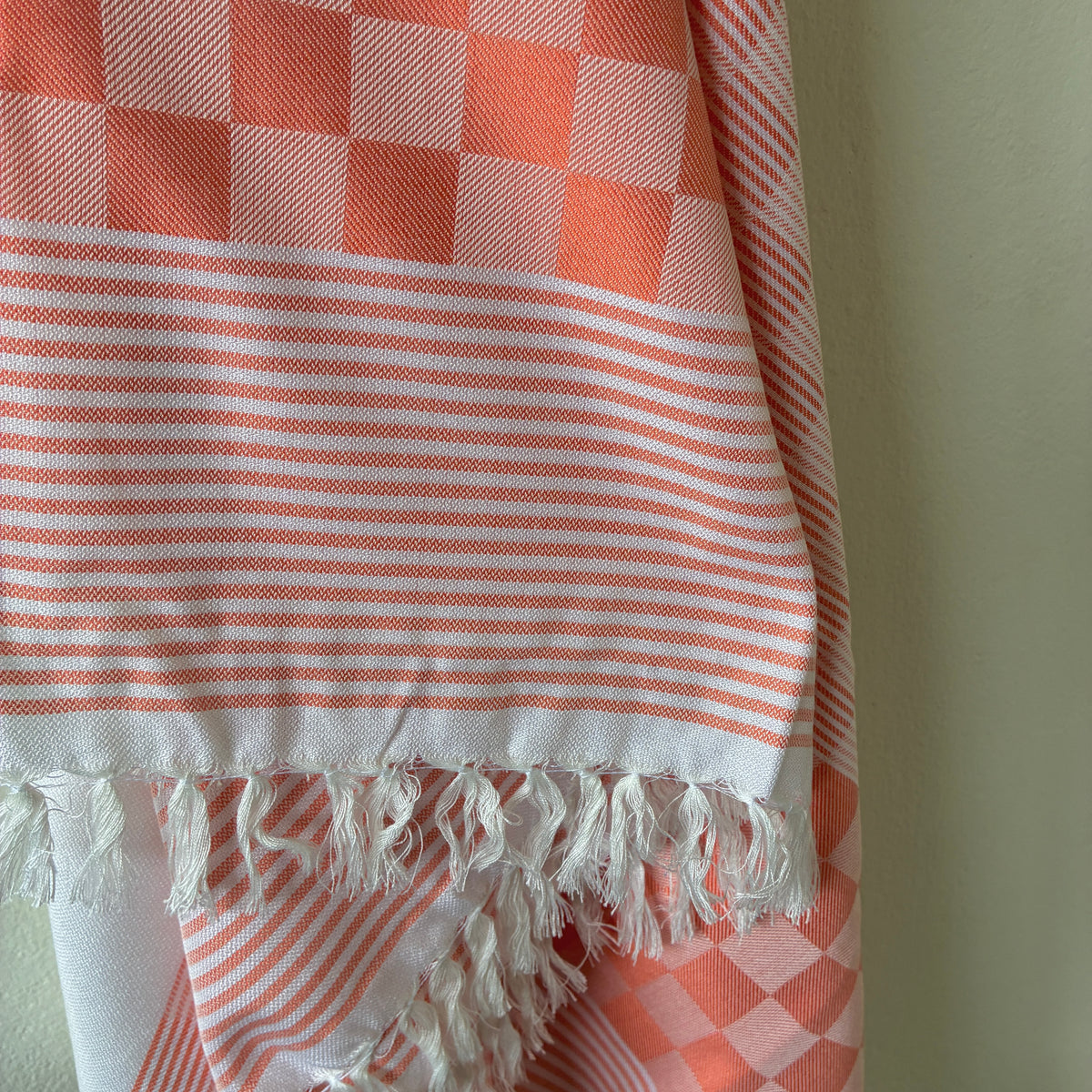 Orange Checks Bamboo Bath Towels