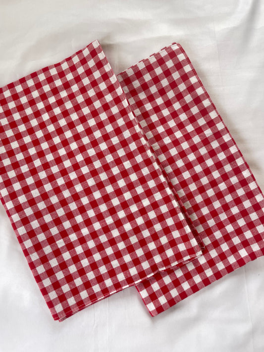 Red Checks Cotton Pillow Covers