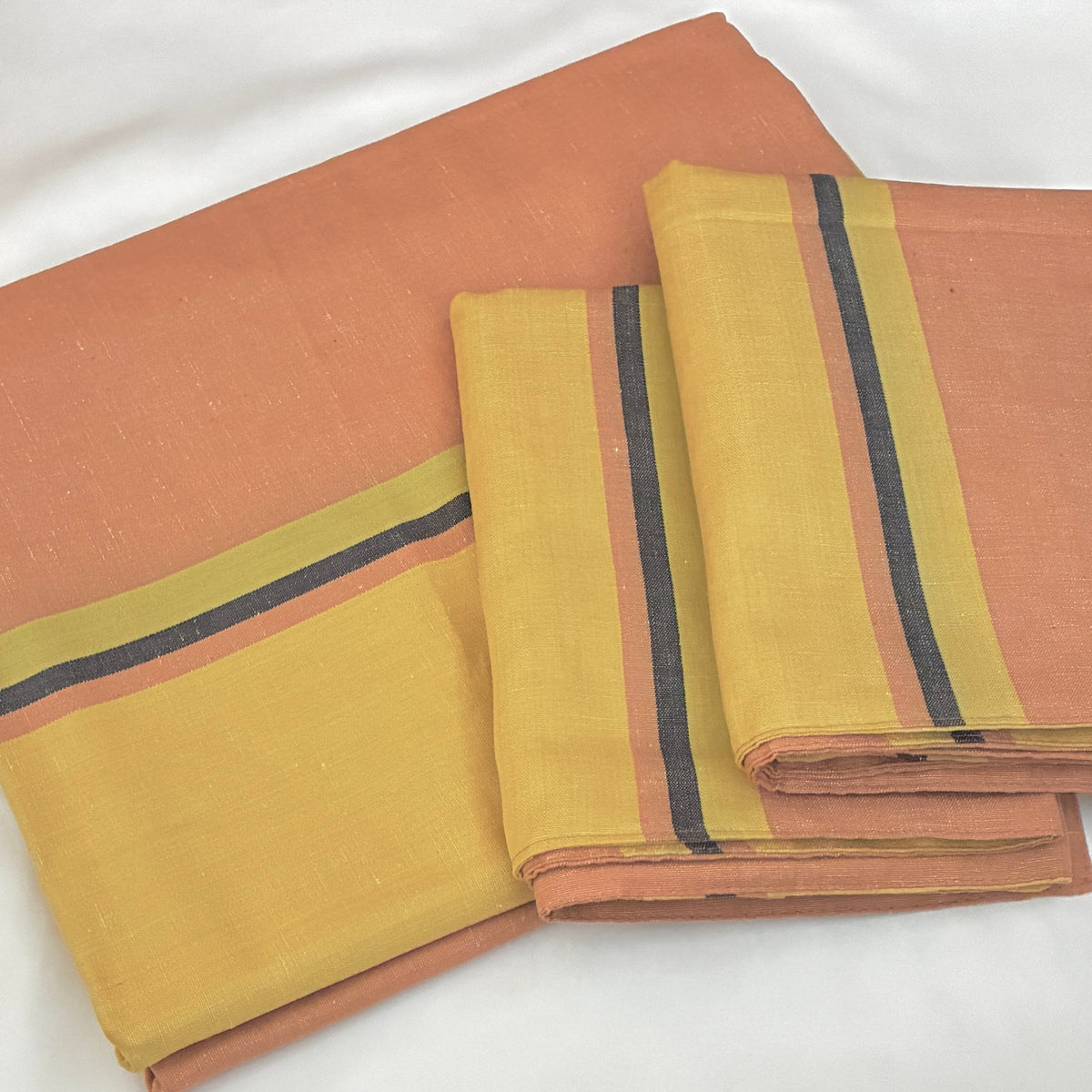 Yellow Stripes Single Size Cotton Bedspread with 2 Pillow Covers 60 x 90 in