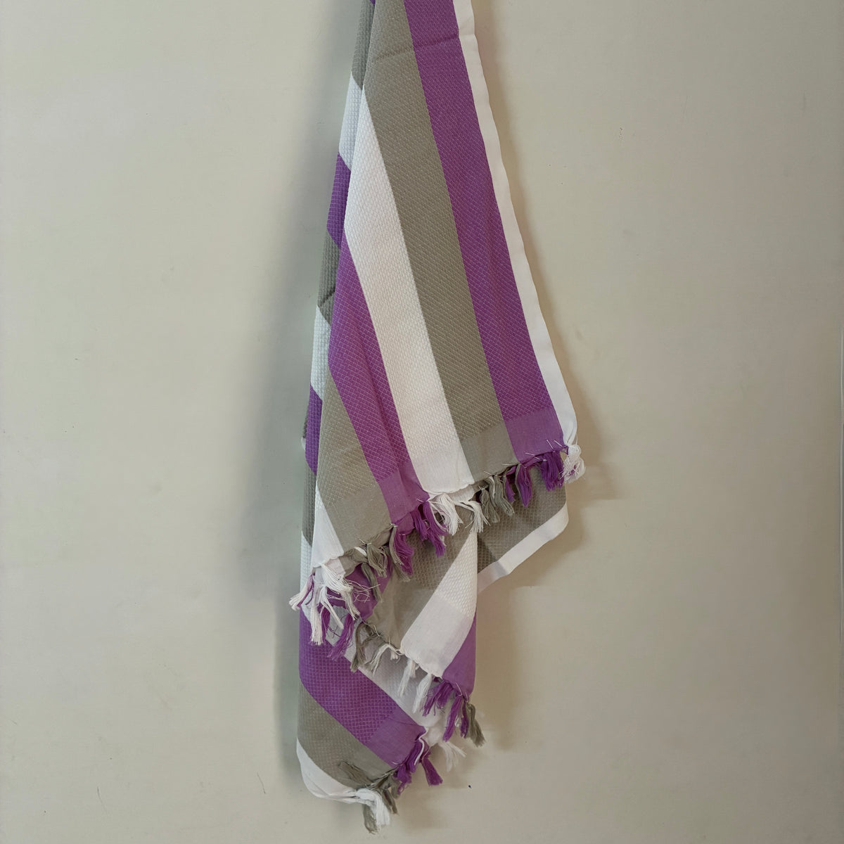 Purple with Grey Cotton Bath Towels