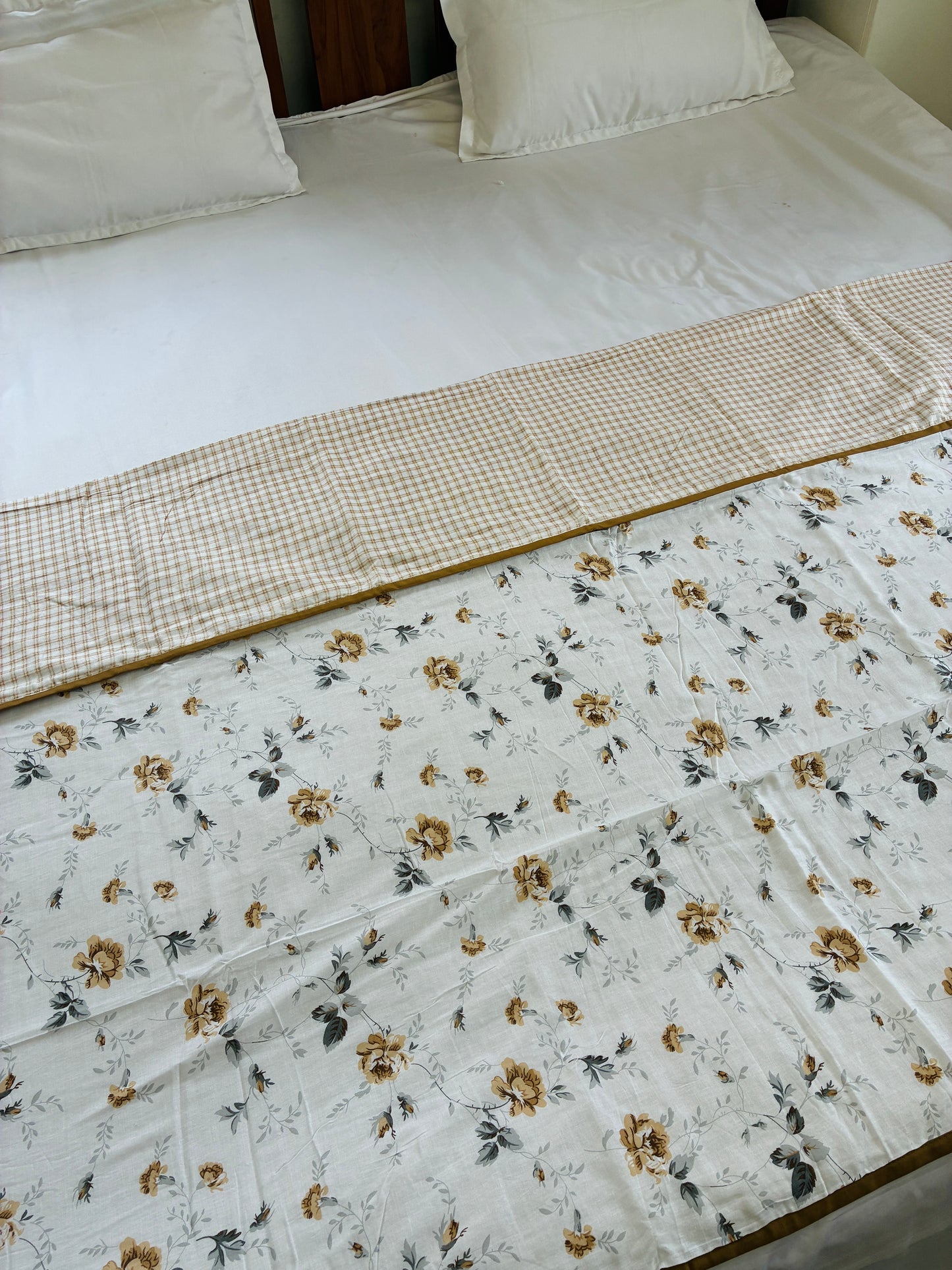 Brown Floral Single Size Cotton Dohar