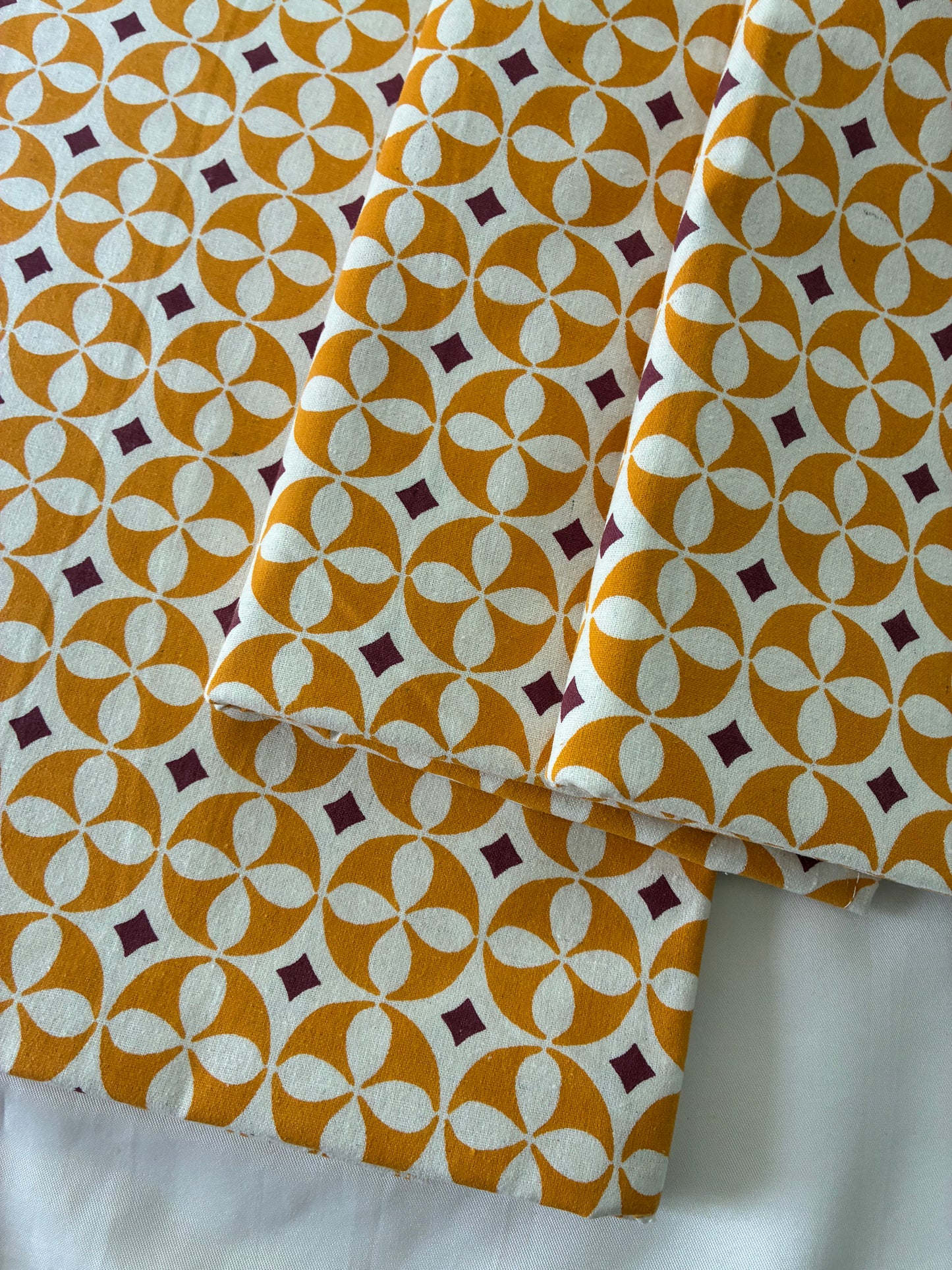 Mustard Abstract Single Size Cotton Bedspread with 2 Pillow Covers 60 x 90 in