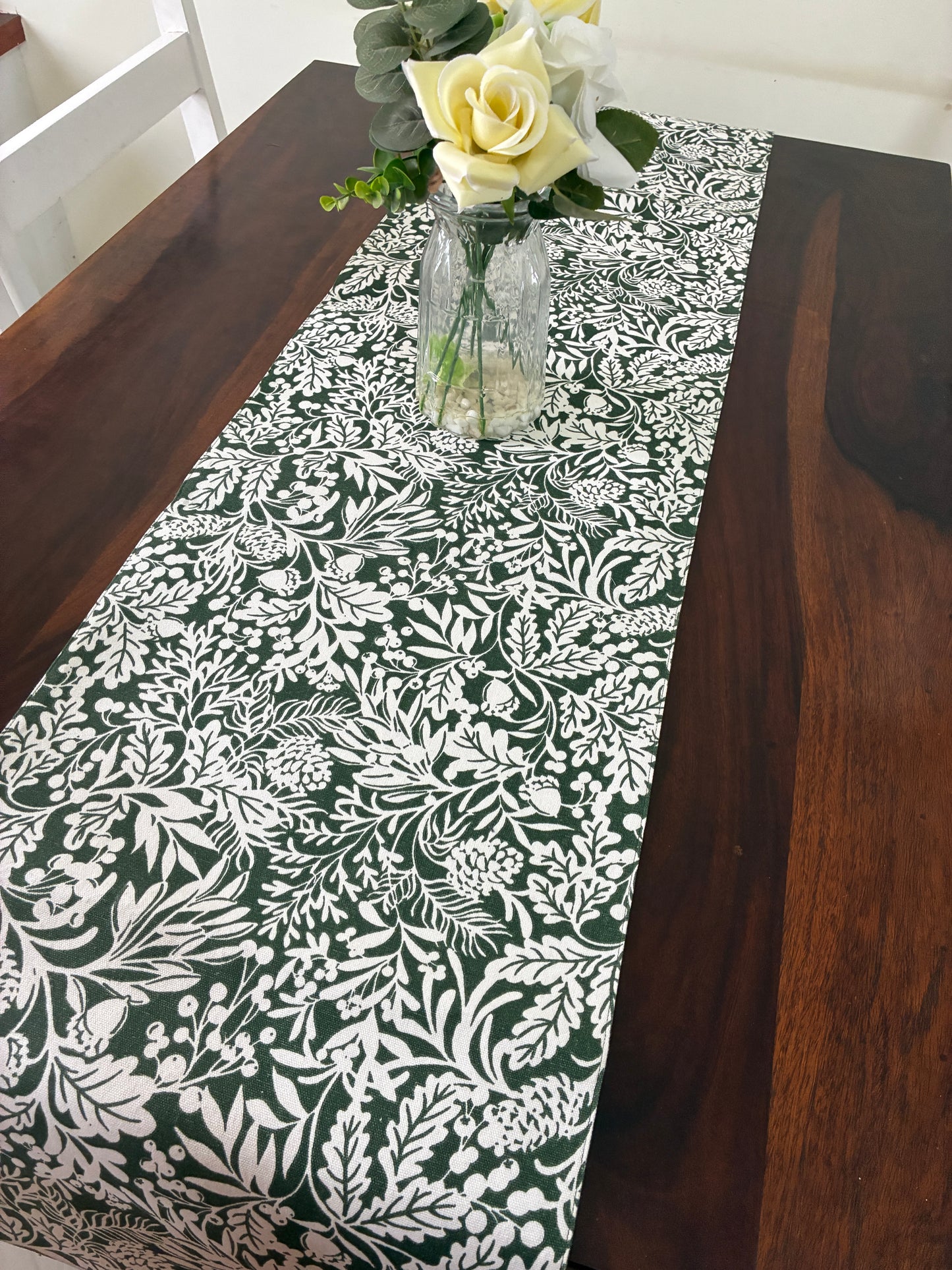 Green Table Runner 7 ft long